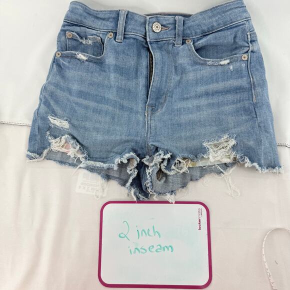 American Eagle Lot of 2 Distressed Denim Shorts Size 0 Stretch Hi-Rise Festival - Picture 4 of 10